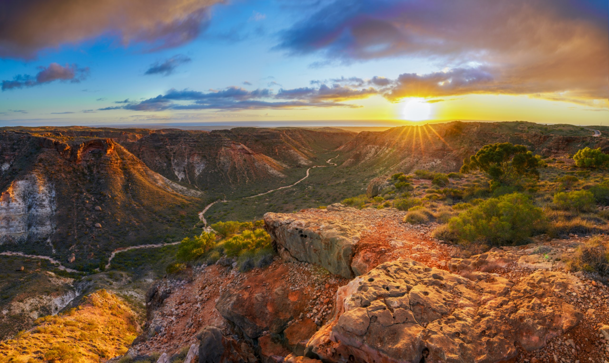 Panorama,View,Of,Sunrise,Over,Charles,Knife,Canyon,Near,Exmouth,